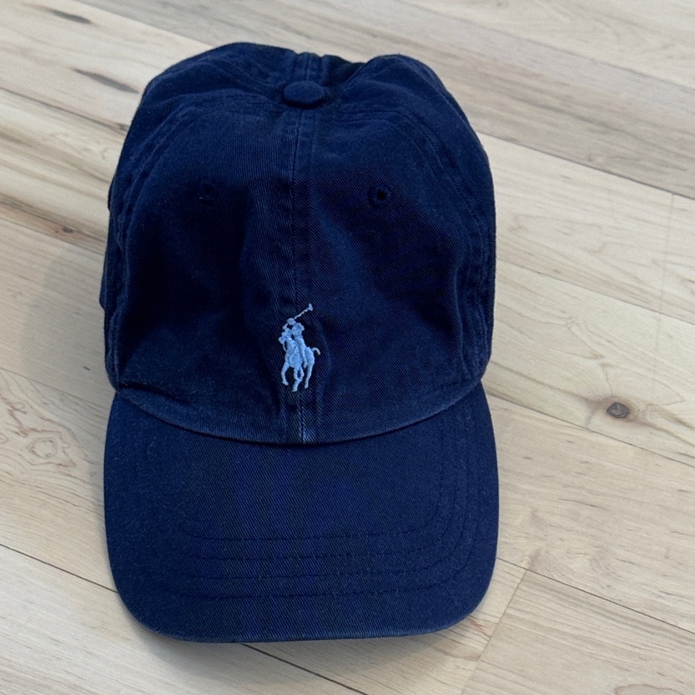 Vtg POLO RALPH LAUREN Strapback Hat Cap Blue w/PONY CLASSIC-Unisex-Read-Preppy